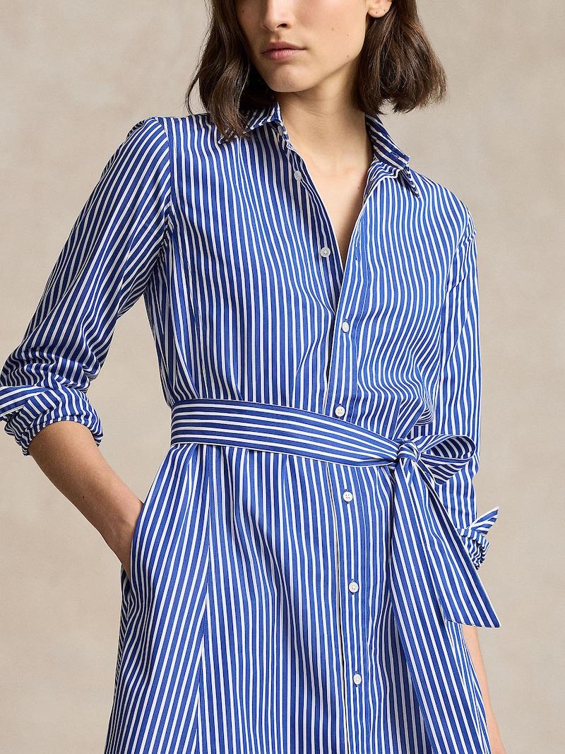 Sinned X About You Vestido Camisero Polo Ralph Lauren En Azul Oscuro Blanco