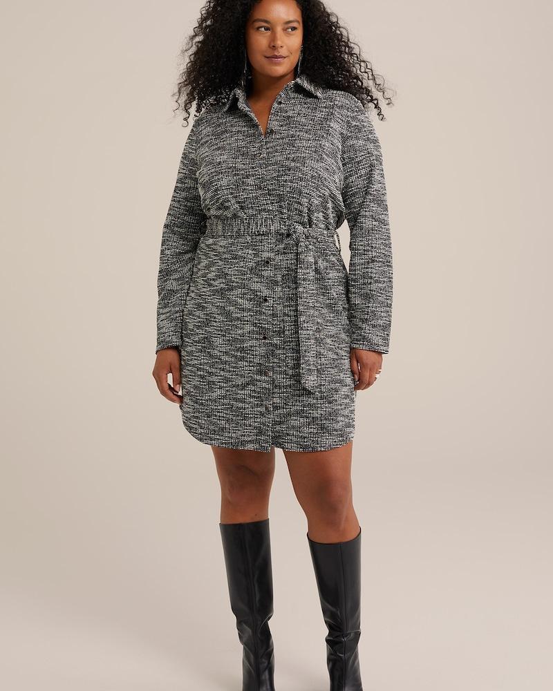 Sinned X About You Vestido Camisero WE Fashion En Negro Moteado