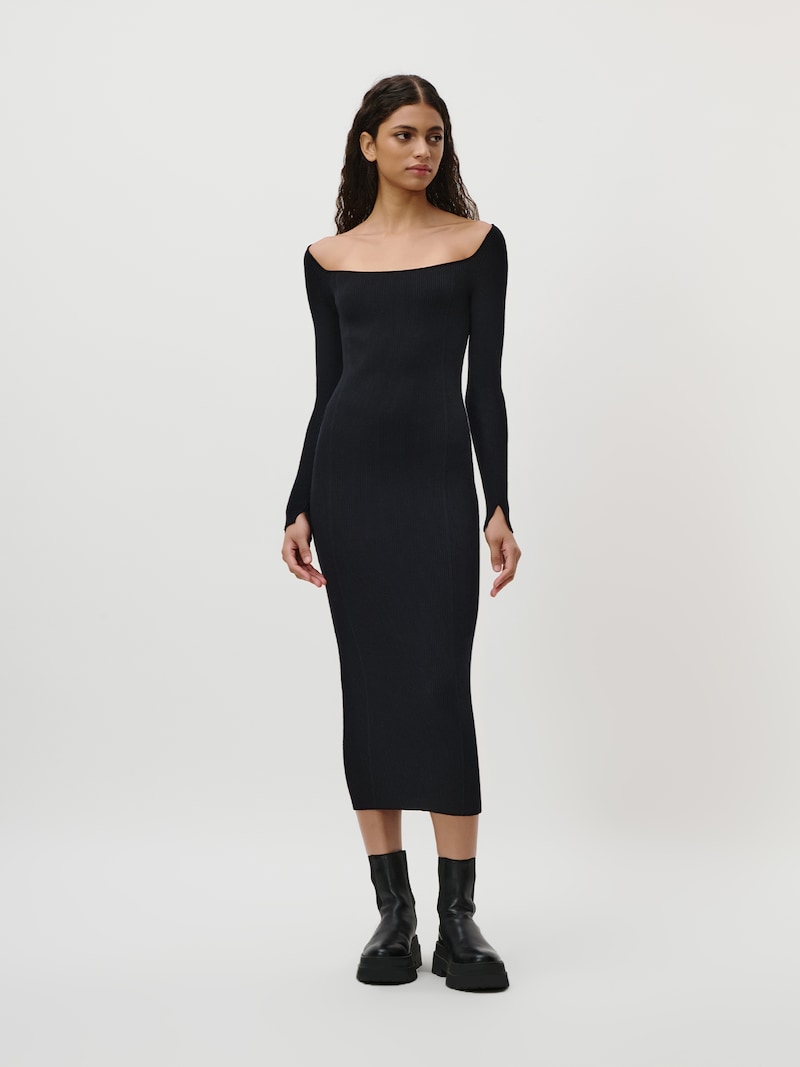 Sinned X About You Vestido De Punto 'Farine' LeGer By Lena Gercke En Negro