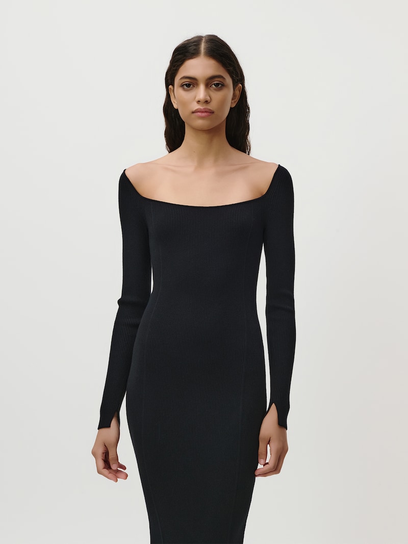 Sinned X About You Vestido De Punto 'Farine' LeGer By Lena Gercke En Negro