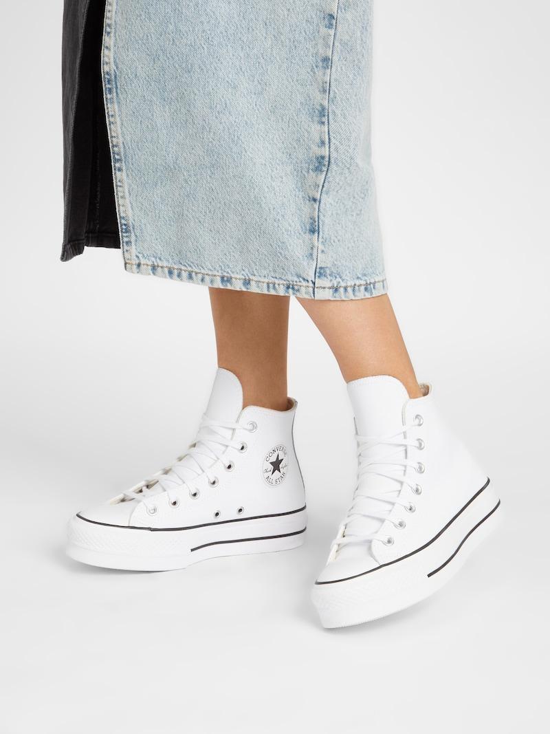 Sinned X About You Zapatillas Deportivas Altas 'CHUCK TAYLOR ALL STAR LIFT HI LEATHER' CONVERSE En Blanco