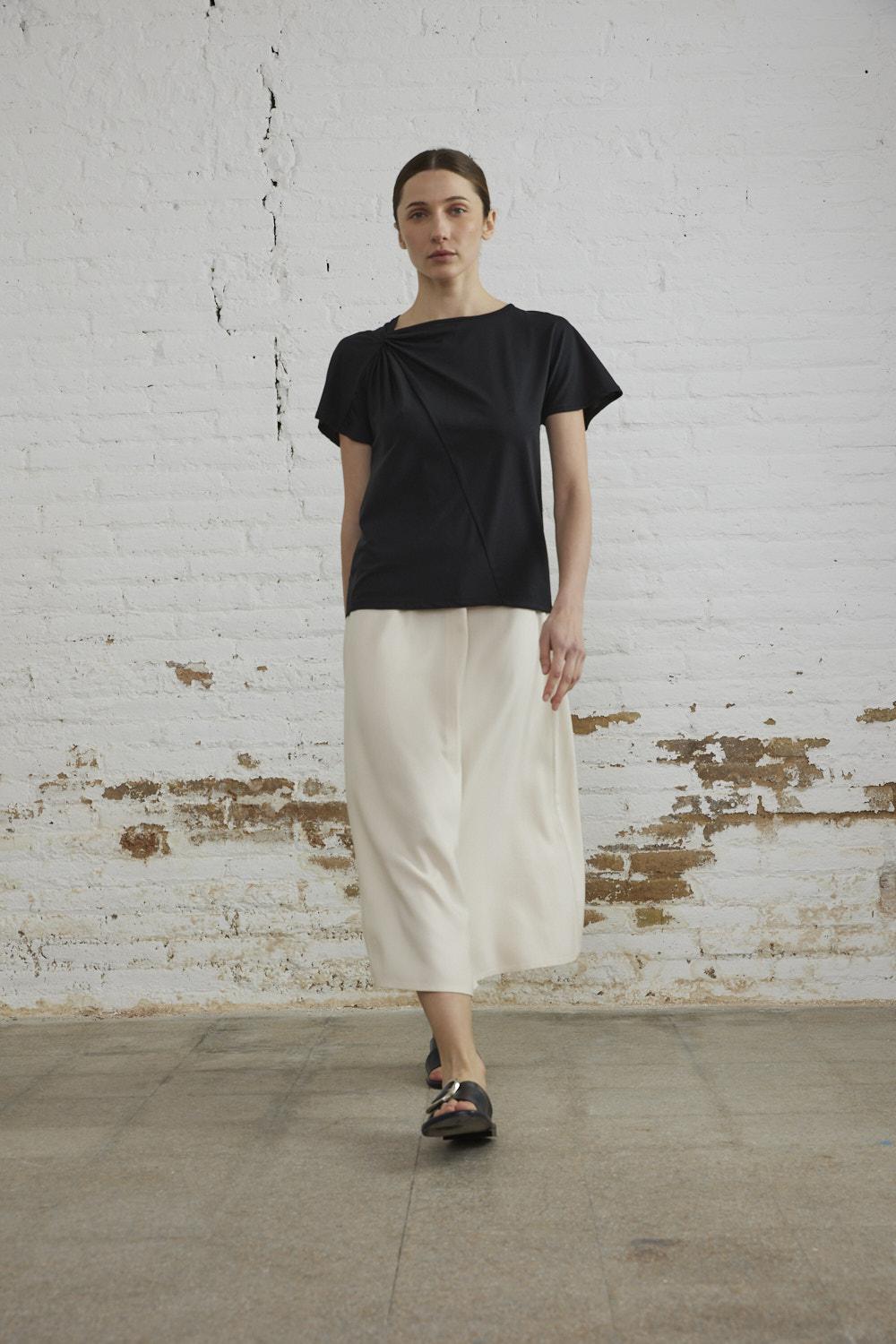 sita murt Falda de lino evasé