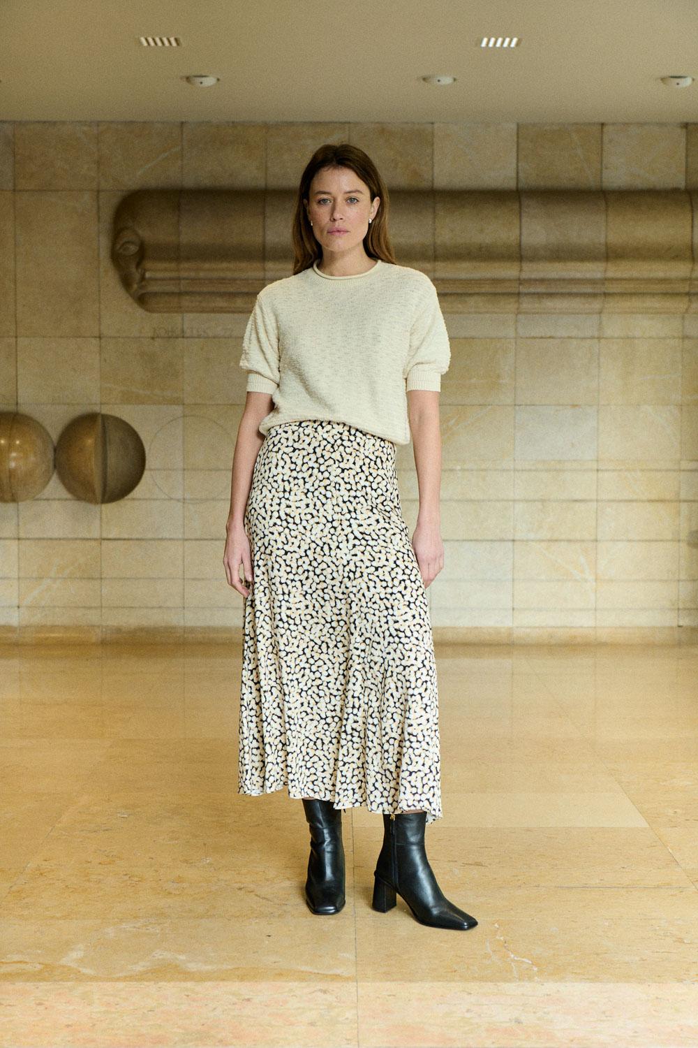 sita murt Falda midi evasé estampada