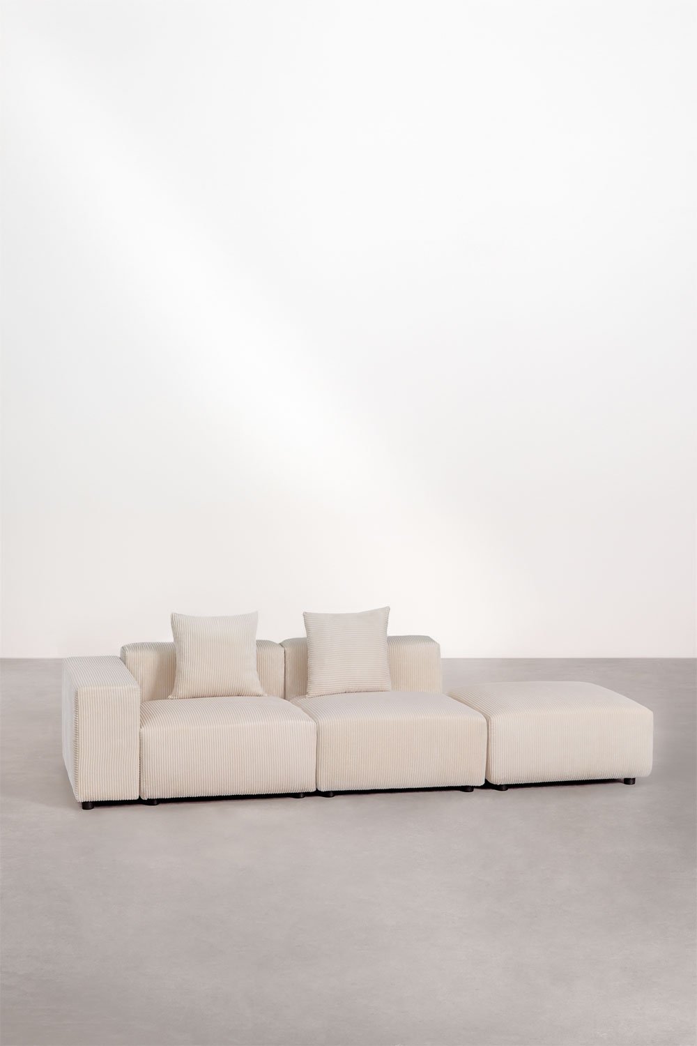 sklum 2-piece left-hand modular corner sofa with low armrest and pouf (↔︎285 cm) Bruna