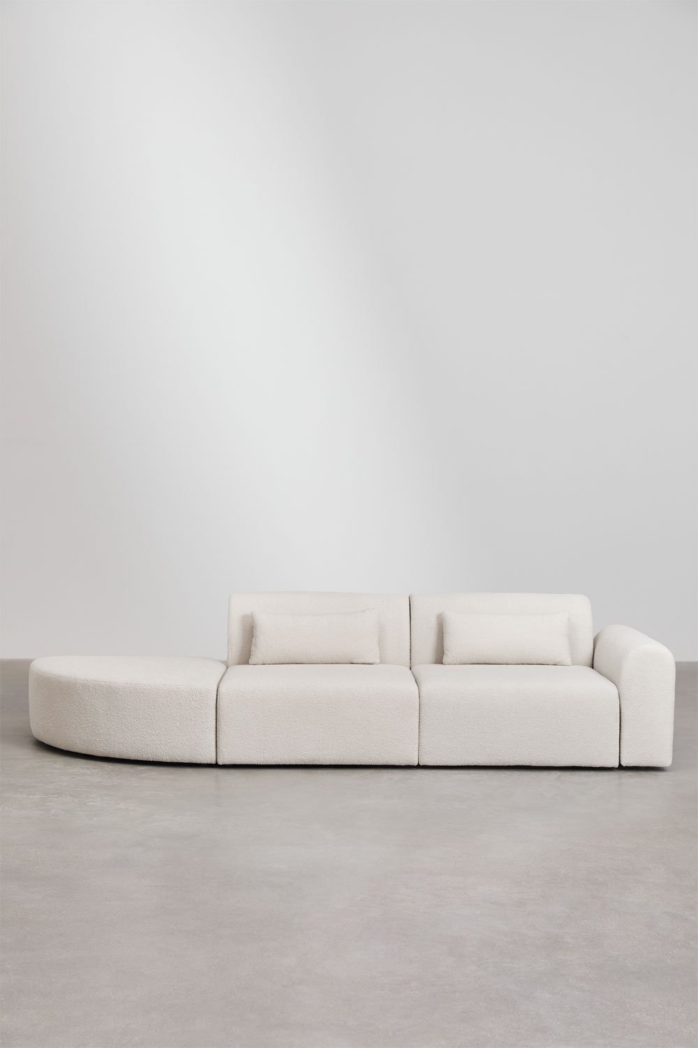 Sklum 2-piece Modular Corner Sofa On The Right With A Triangular Pouf In Borjan Sheepskin