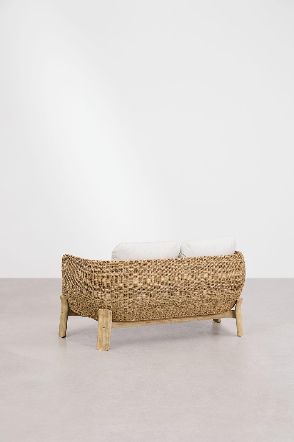 Sklum 2-seater Sofa In Acacia Wood And Synthetic Rattan Leilan