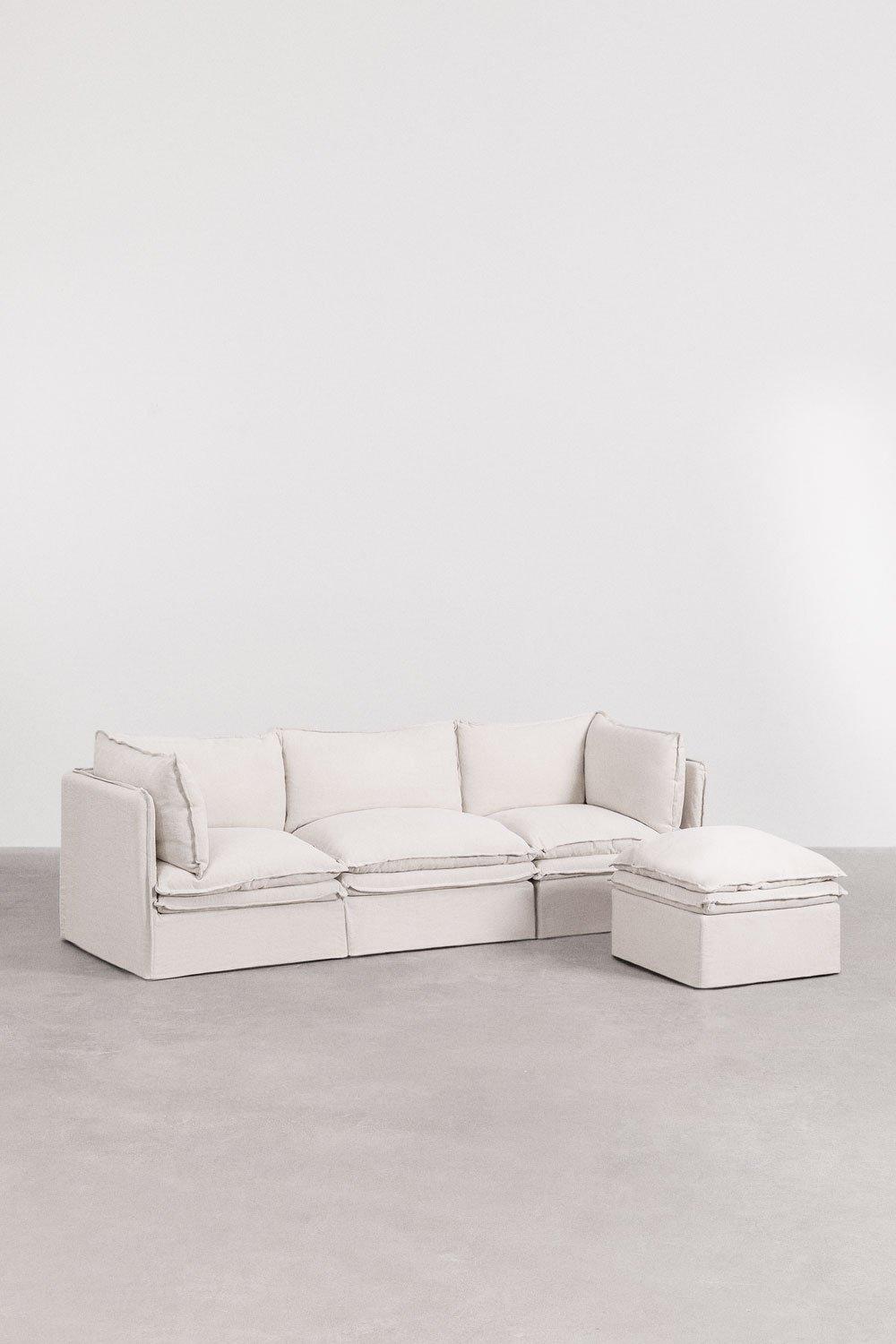 Sklum 3-częściowa Modułowa Sofa I Pufa Grace Z Lnu I Bawełny