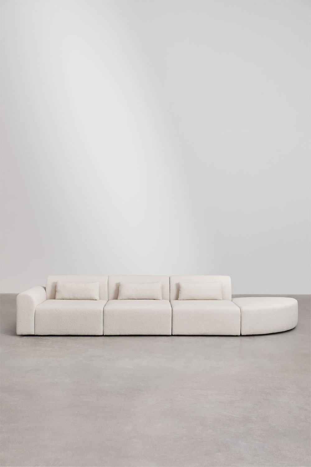 Sklum 3-piece Left-hand Corner Modular Sofa With Triangular Pouf In Borjan Sheepskin
