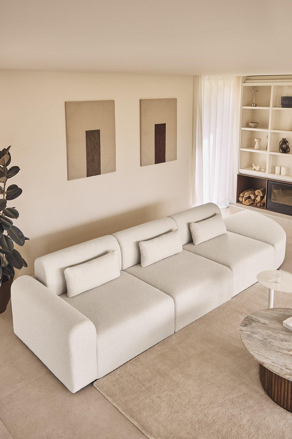 sklum 3-piece left-hand corner modular sofa with triangular pouf in Borjan sheepskin