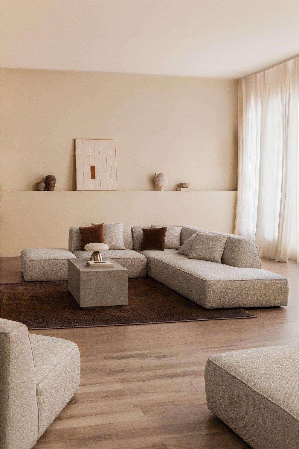 sklum 3-piece modular corner sofa with right-hand divan and pouf in Cardea bouclé fabric