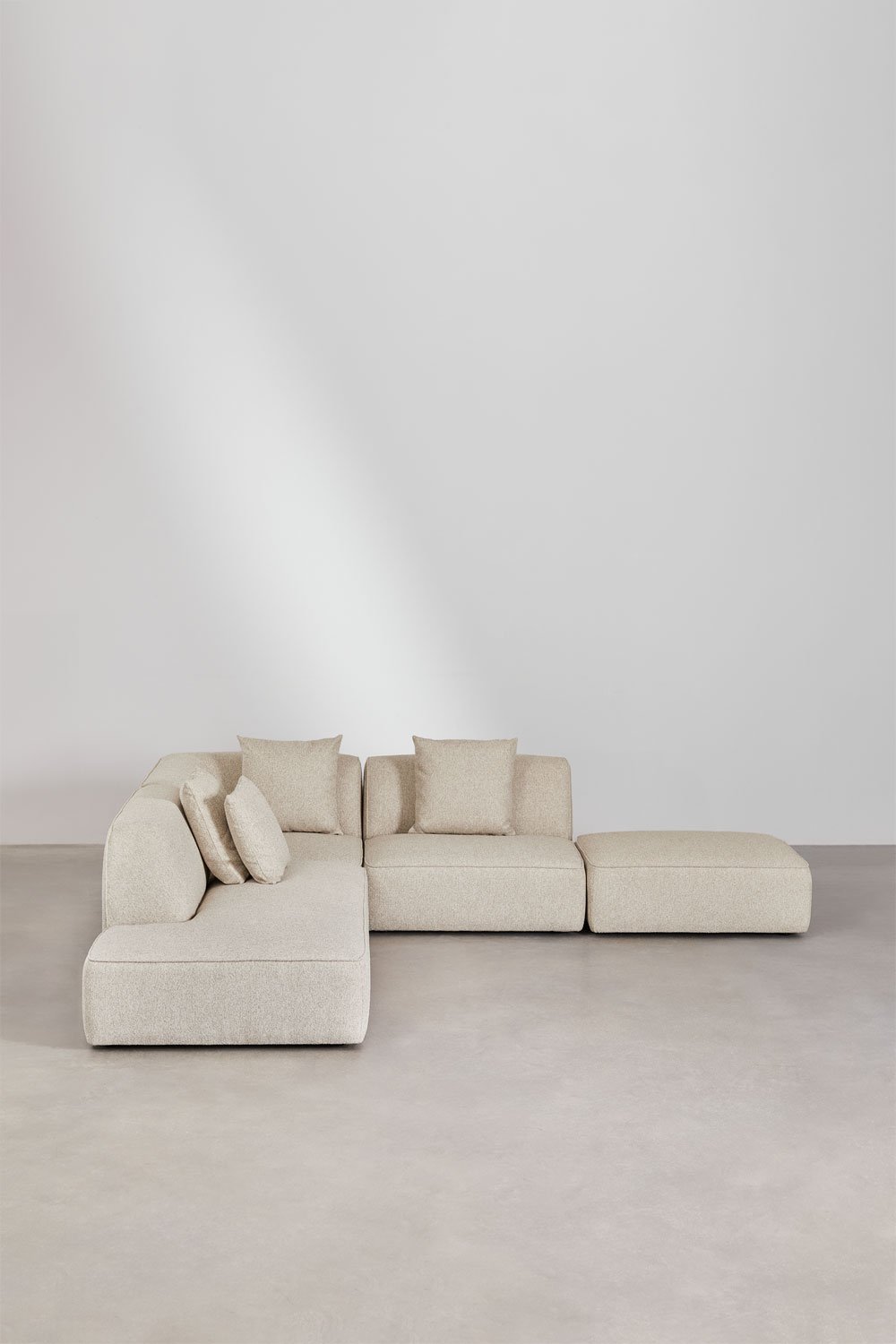 Sklum 3-teiliges Modulares Ecksofa Mit Linker Chaiselongue Und Hocker Aus Cardea-Bouclé-Stoff