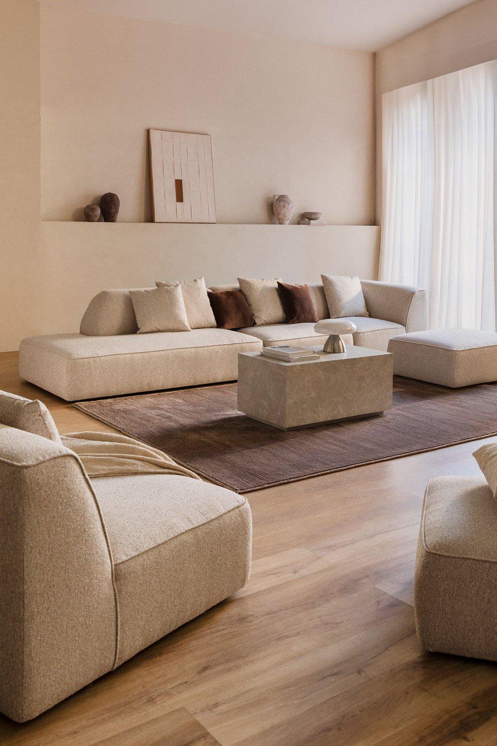 sklum 3-teiliges modulares Ecksofa mit linker Chaiselongue und Hocker aus Cardea-Bouclé-Stoff
