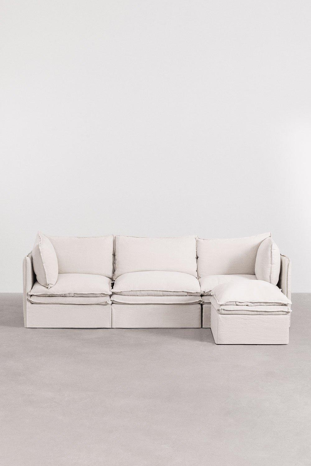 Sklum 3-teiliges Modulares Sofa Und Pouf „Grace“ Aus Leinen Und Baumwolle