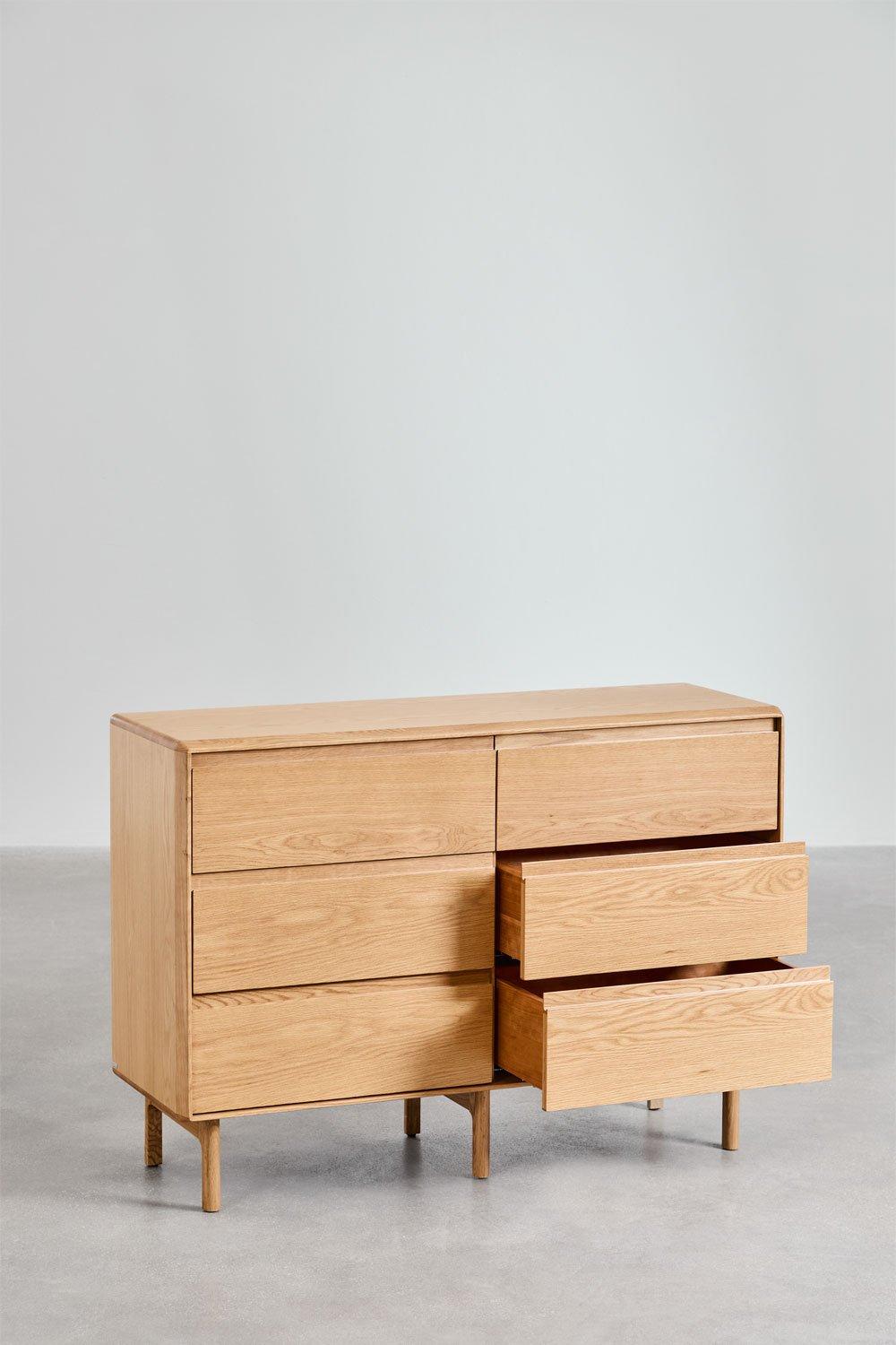 Sklum 6-drawer Chest Of Drawers In Treveris Oak Wood