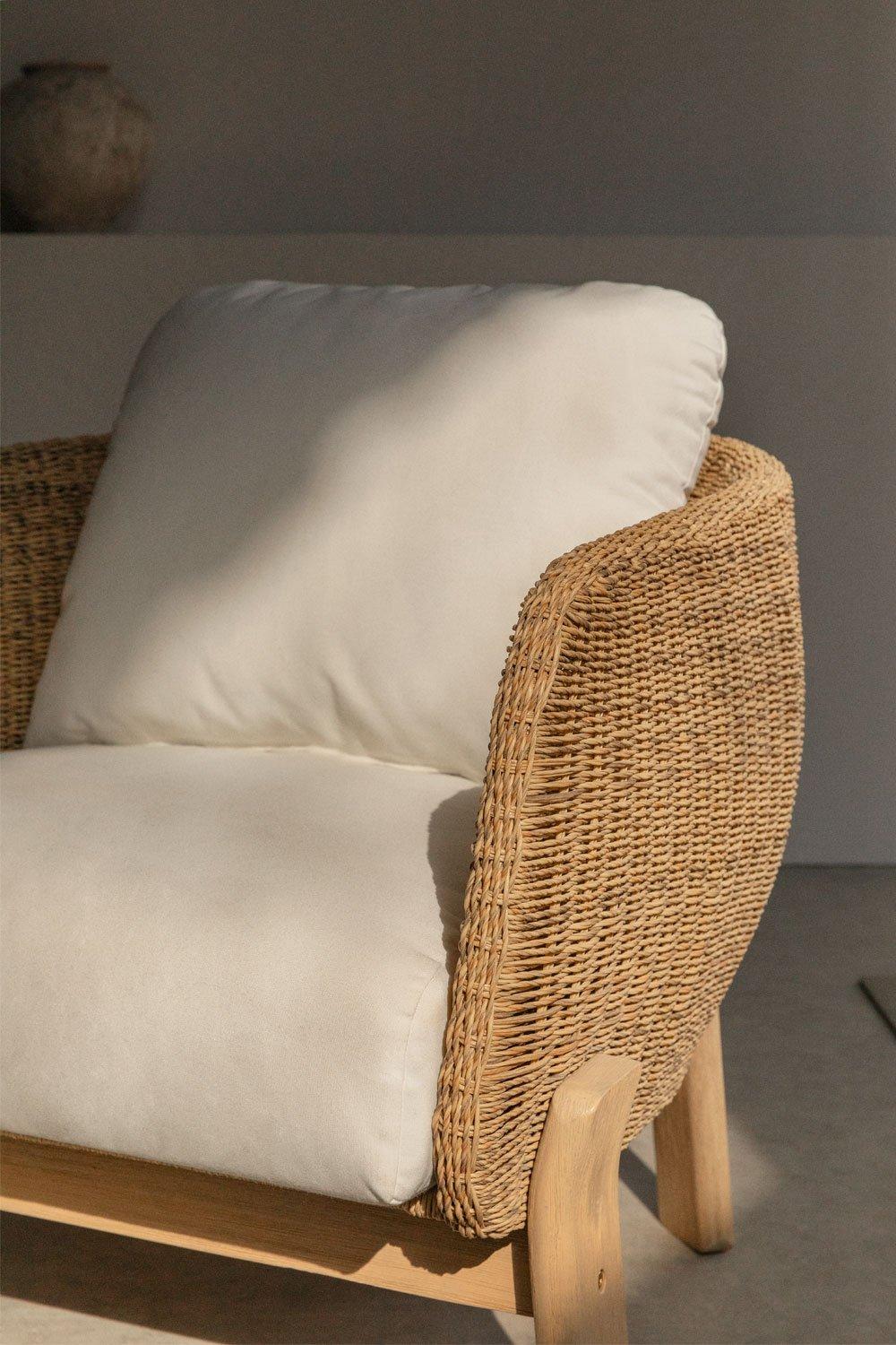Sklum Acacia Wood And Synthetic Rattan Armchair Leilan