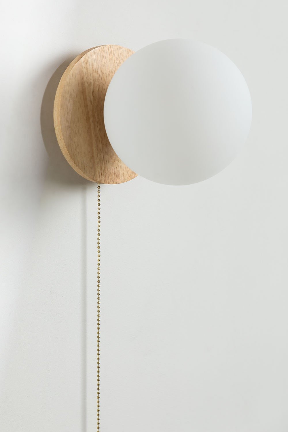 Sklum Aplique De Pared En Madera De Roble Con Bola De Cristal Kamp