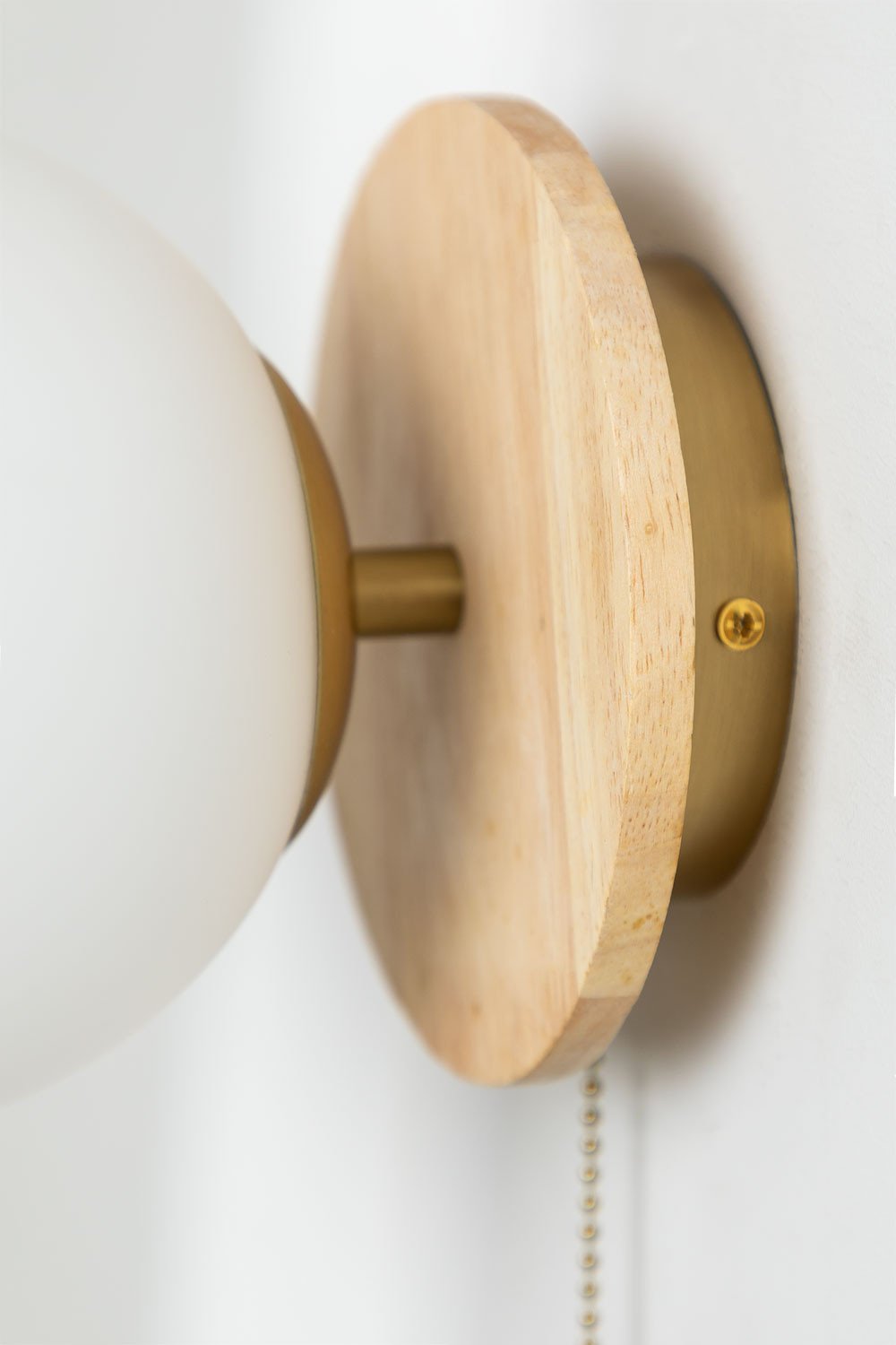 Sklum Aplique De Pared En Madera De Roble Con Bola De Cristal Kamp