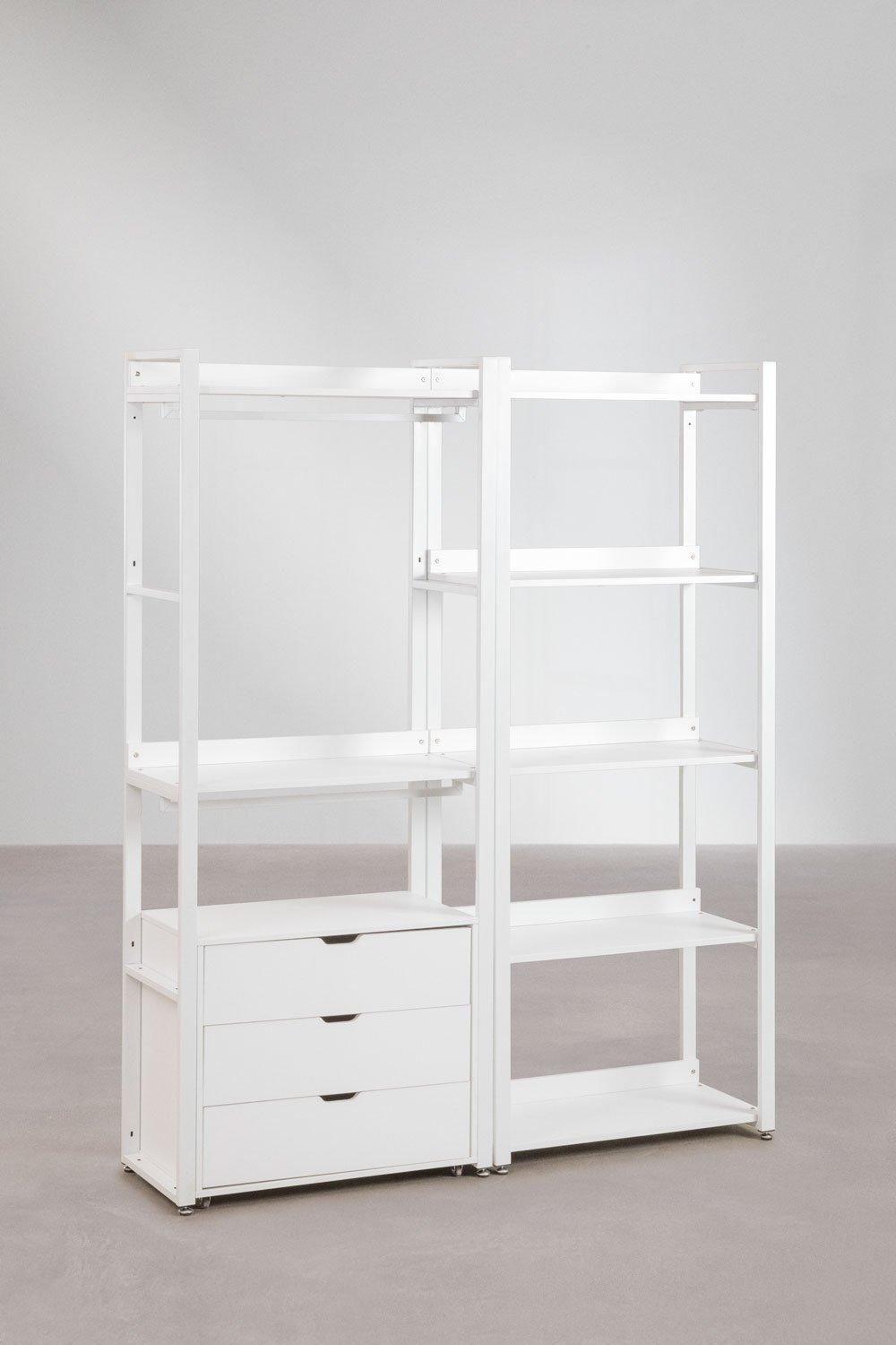 sklum Armario Modular Abierto de 2 Piezas con Cajones y Estantería en Acero y Madera Ariaster