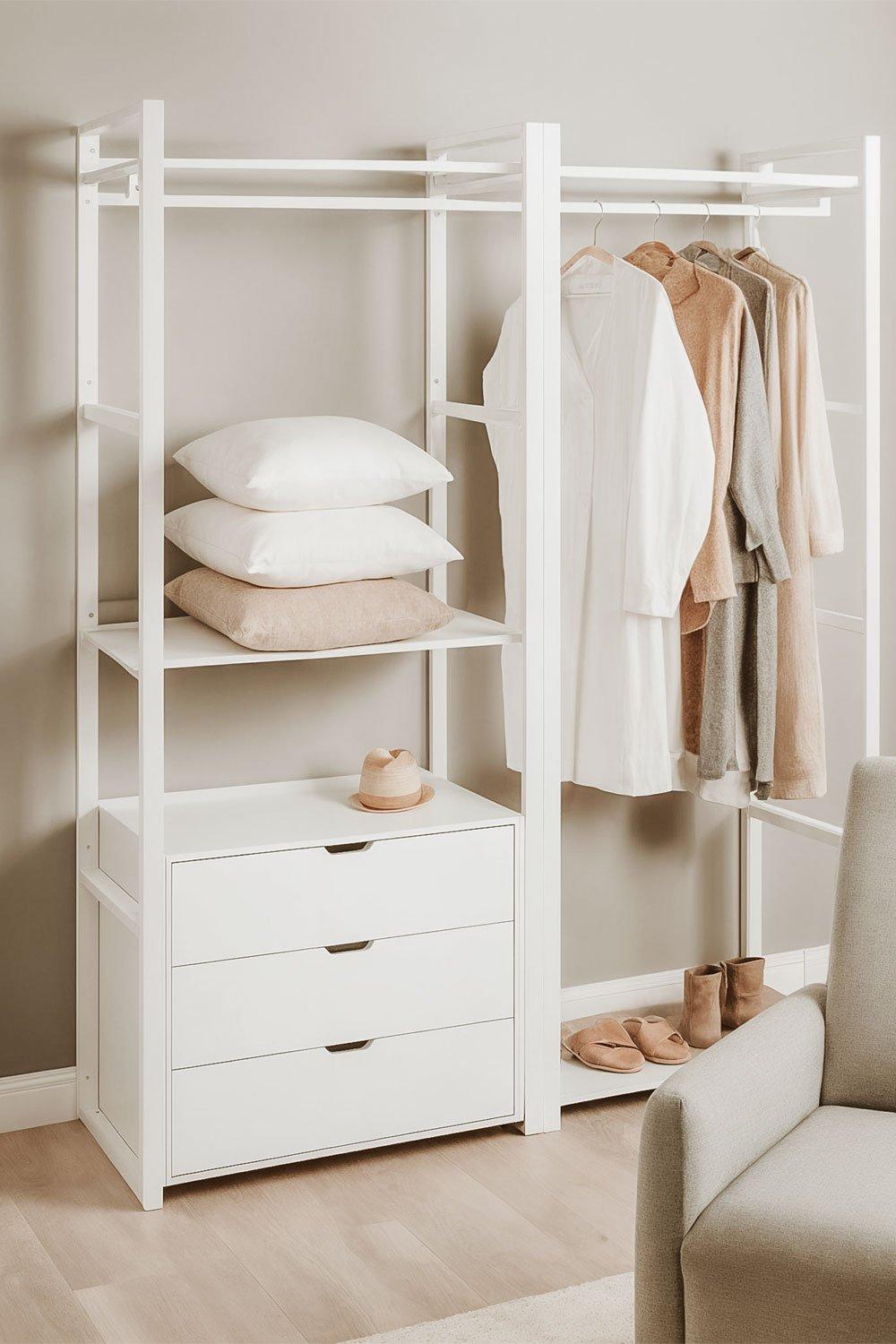 sklum Armario Modular Abierto de 2 Piezas con Pechero y Cajones en Acero y Madera Ariaster