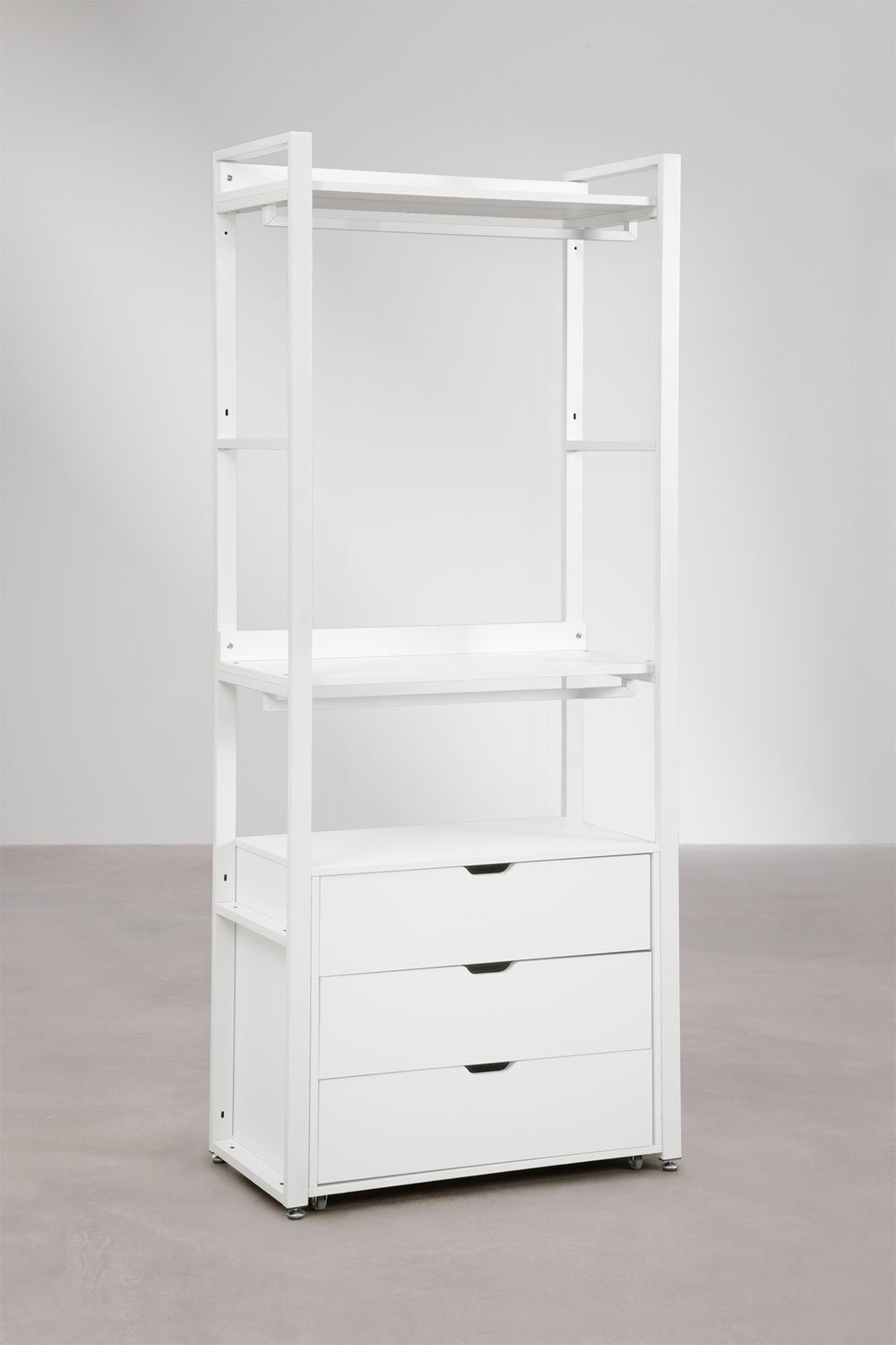 Sklum Armario Modular Abierto De 3 Piezas Con Cajones En Acero Y Madera Ariaster