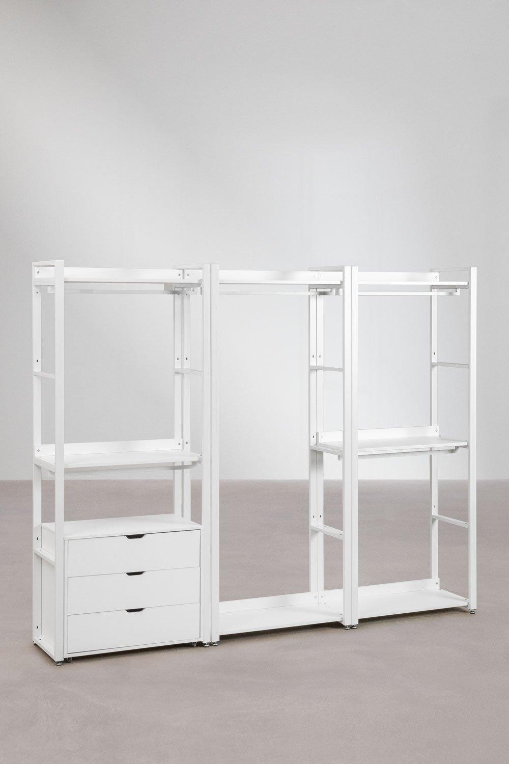 sklum Armario Modular Abierto de 3 Piezas con Cajones en Acero y Madera Ariaster