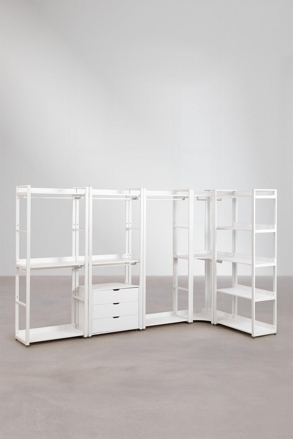 sklum Armario Modular Abierto Esquinero de 5 Piezas en Acero y Madera Ariaster