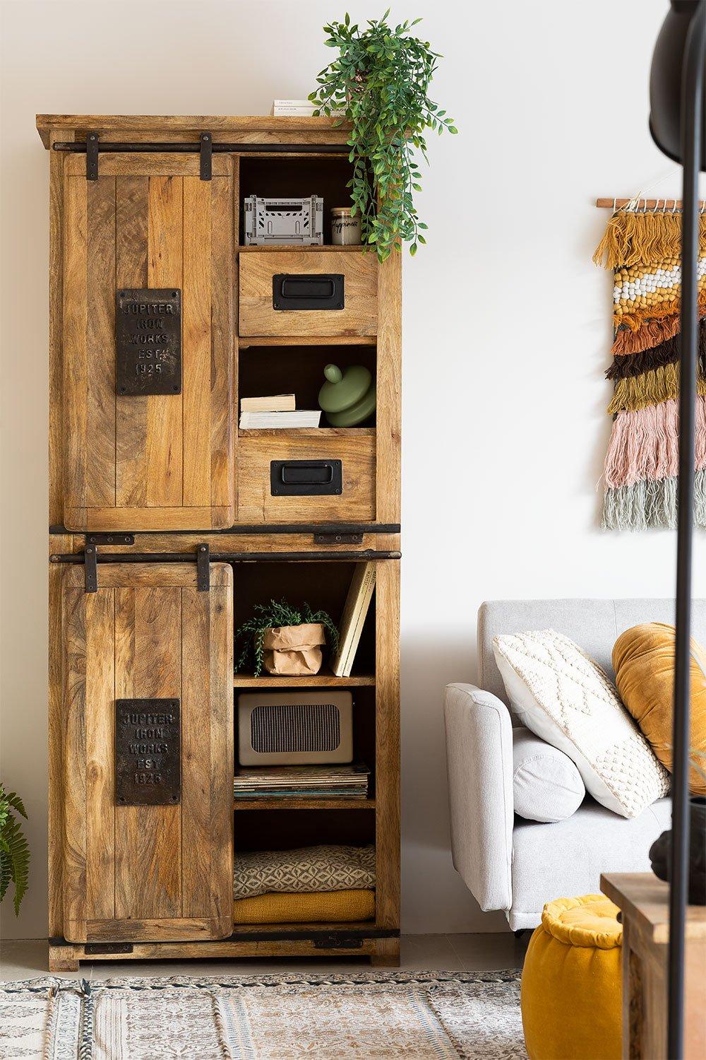 sklum Armoire à 2 portes coulissantes en bois de manguier Uain