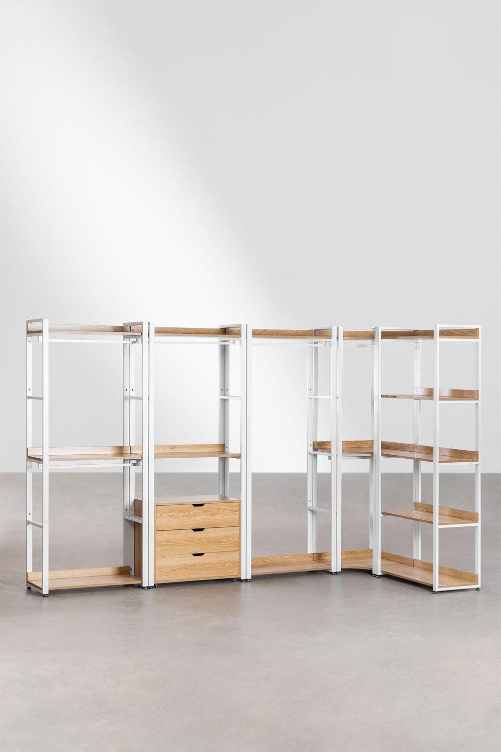 Sklum Armoire Modulaire Ouverte D'Angle 5 Pièces En Acier Et Bois Ariaster