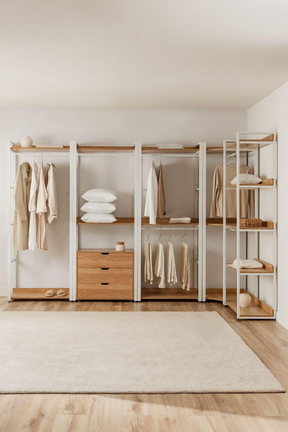 sklum Armoire Modulaire Ouverte d'Angle 5 Pièces en Acier et Bois Ariaster