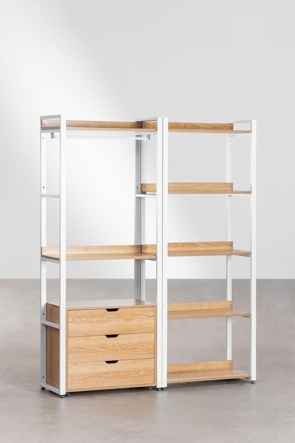 Sklum Armoire Modulaire Ouverte De 2 Pièces Avec Tiroirs Et Étagère En Acier Et Bois Ariaster