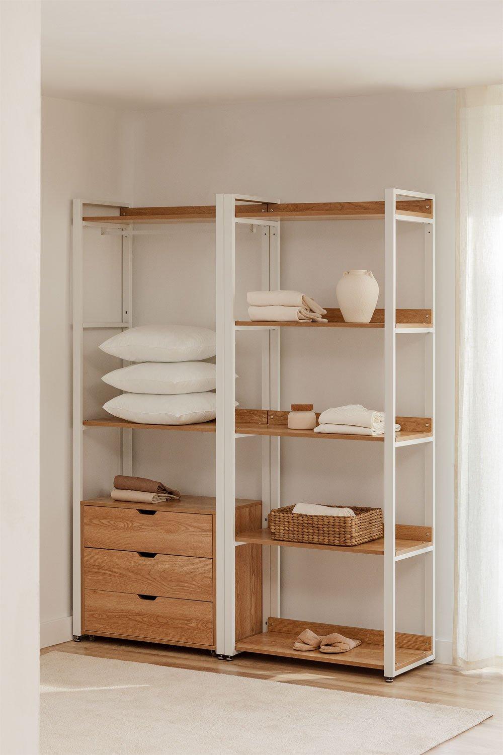 sklum Armoire Modulaire Ouverte de 2 Pièces avec Tiroirs et Étagère en Acier et Bois Ariaster