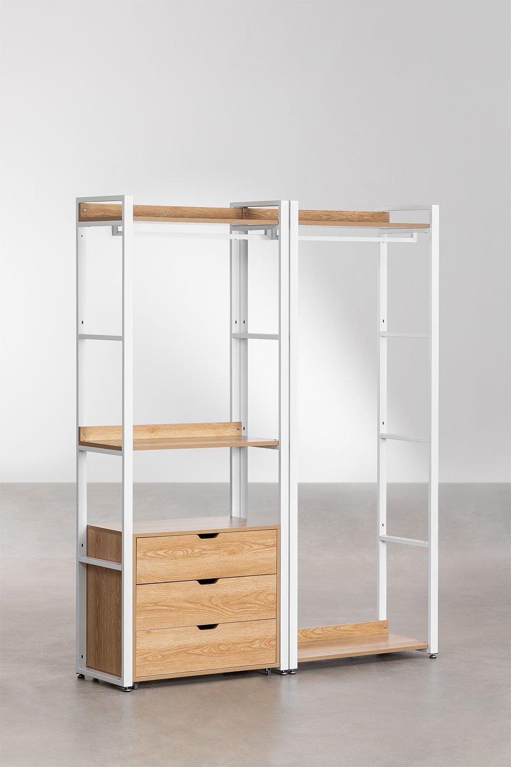 Sklum Armoire Modulaire Ouverte De 2 Pièces Avec Tringle Et Tiroirs En Acier Et Bois Ariaster