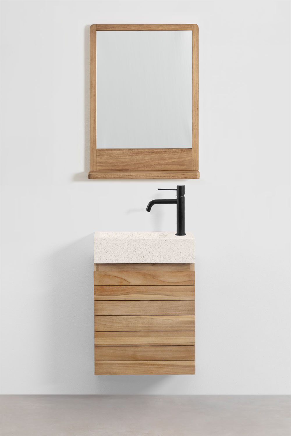 Sklum Bathroom Furniture Set In Teak Wood With Integrated Napier Cement Washbasin