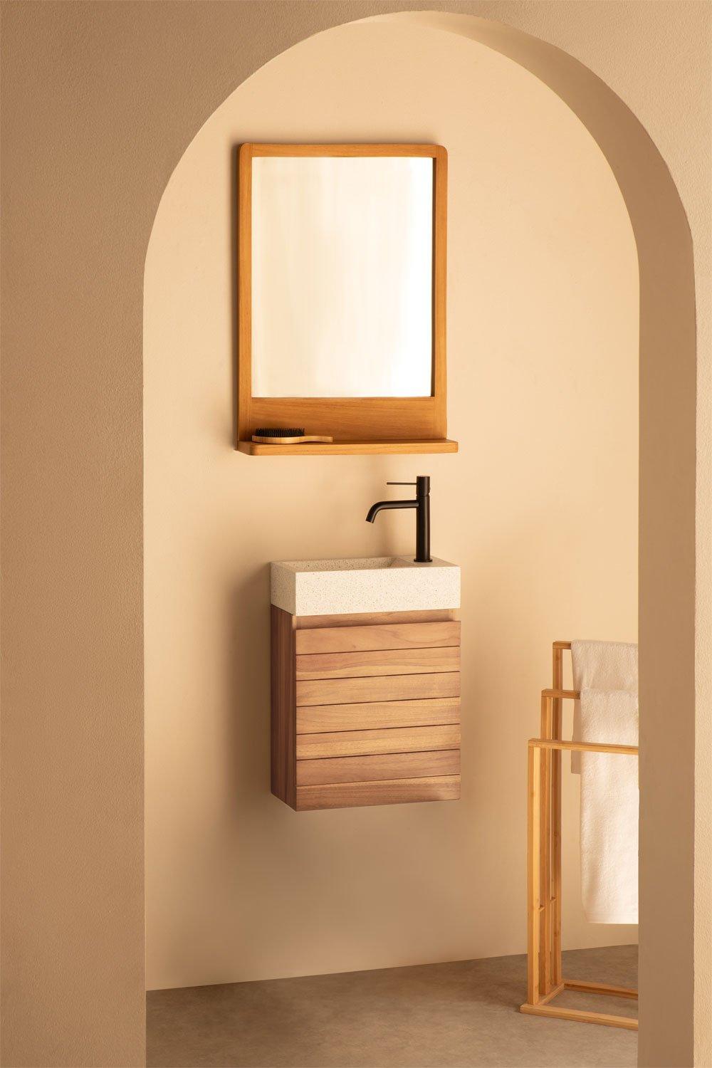 sklum Bathroom furniture set in teak wood with integrated Napier cement washbasin