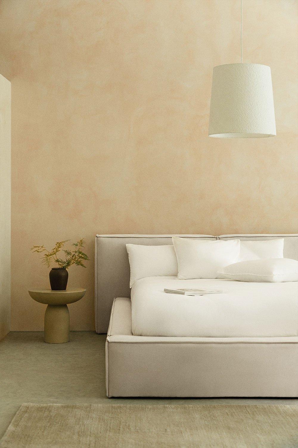 sklum Bett mit Bettkasten für Matratze 160x200cm in sandgrauem Stoff Lunari