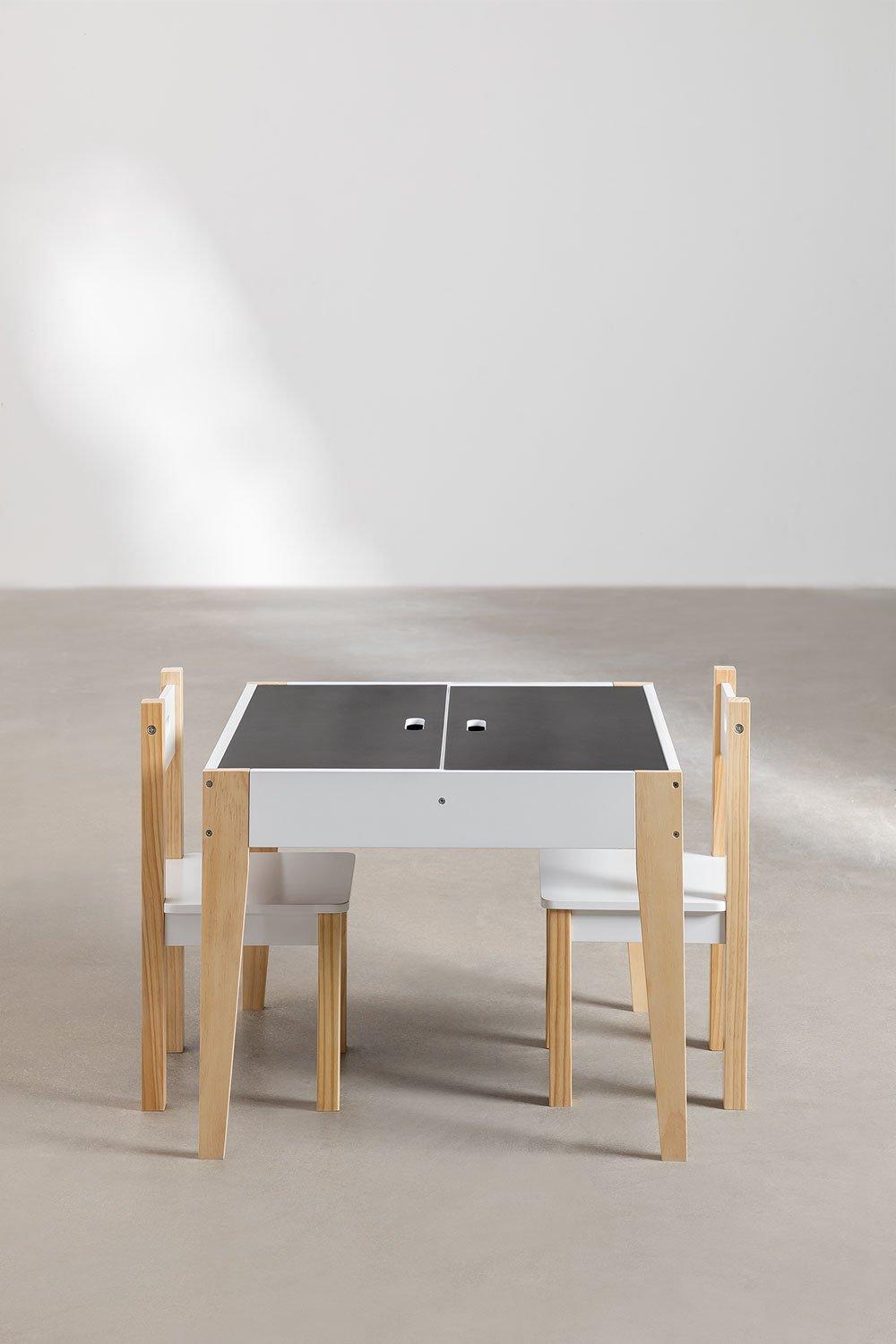 Sklum Blackboard Table Set With Storage And 2 Wooden Chairs Belfy Kids