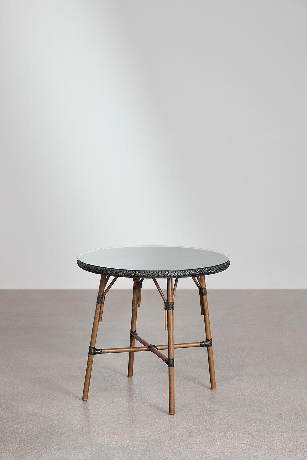 Sklum Brielle Bistro Round Table Set Ø80 Cm And 4 Stackable Garden Chairs In Textilene And Aluminium Brielle Bistro Classic