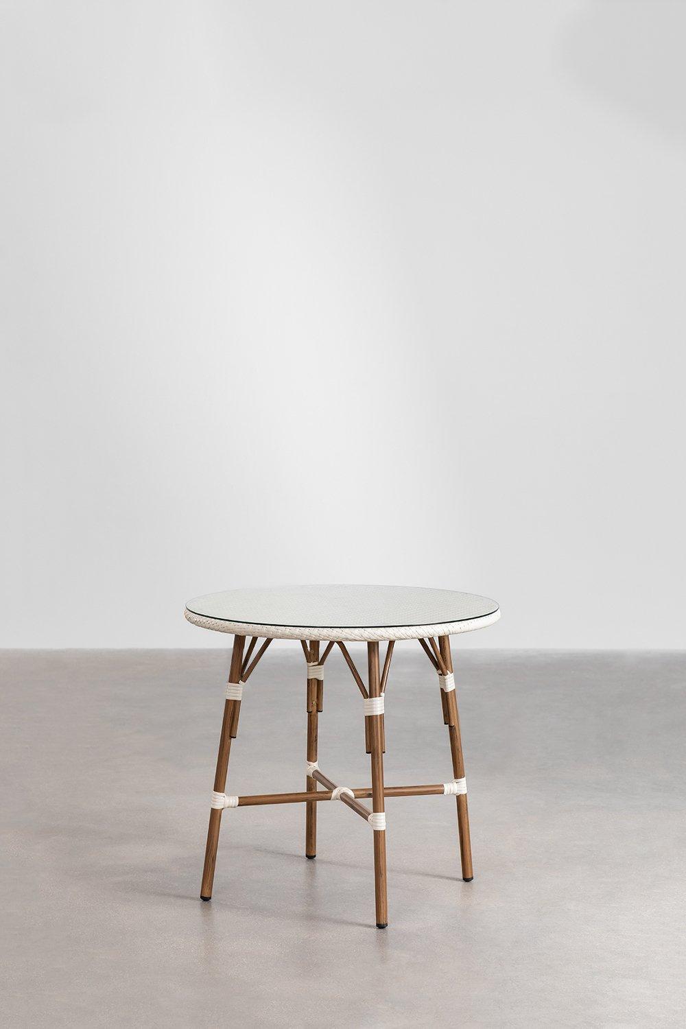 Sklum Brielle Bistro Round Table Set Ø80 Cm And 4 Stackable Garden Chairs In Textilene And Aluminium