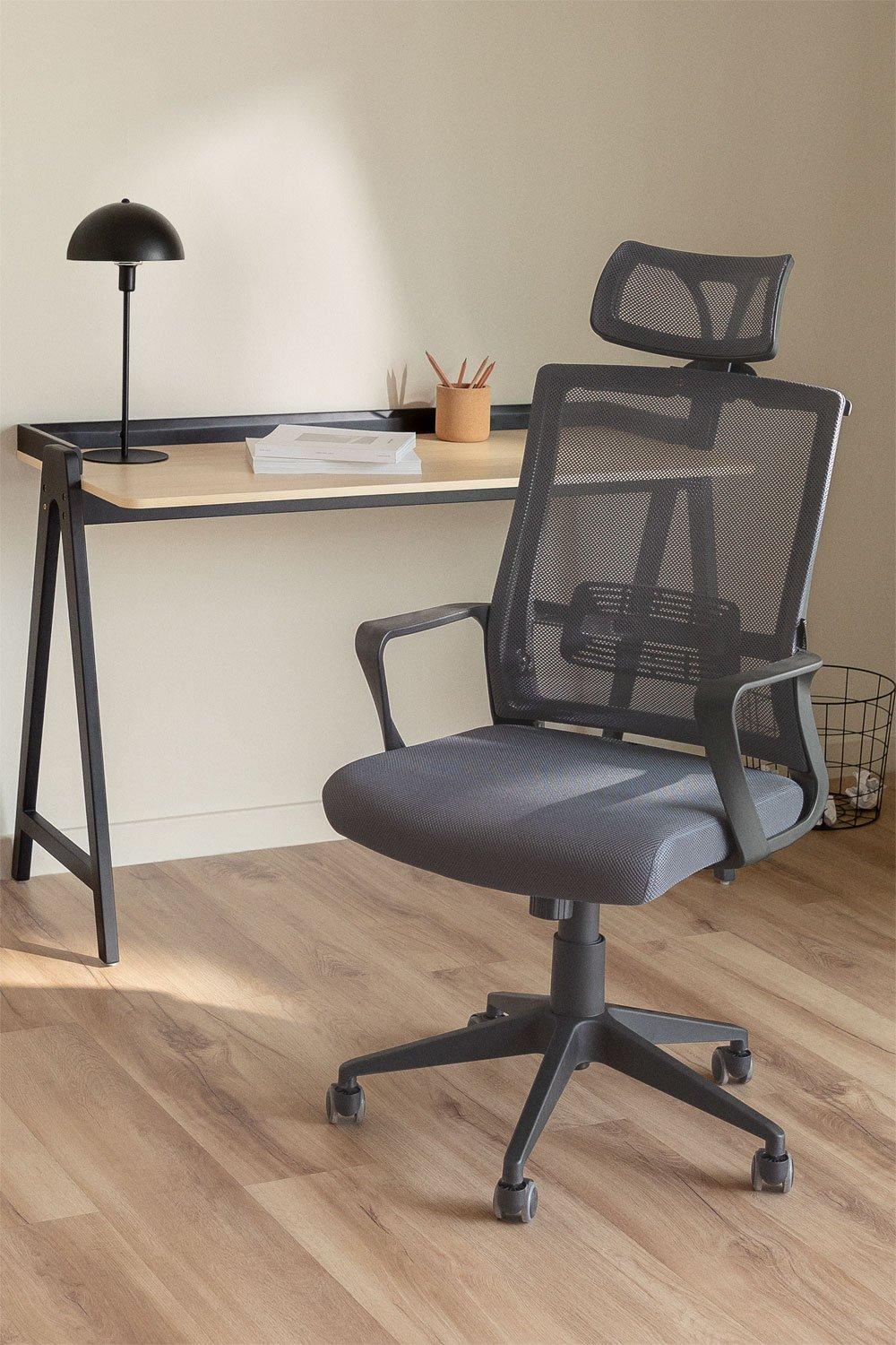 sklum Cadeira de Escritório com Rodas e com Apoio de Cabeça Teill Black