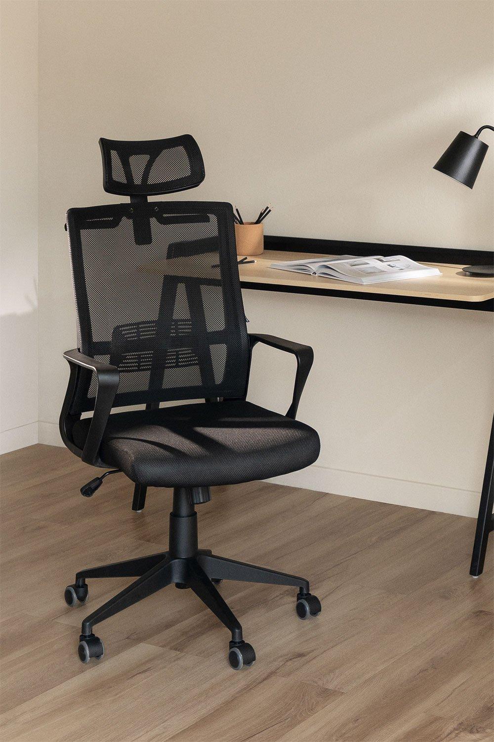 sklum Cadeira de Escritório com Rodas e com Apoio de Cabeça Teill Black