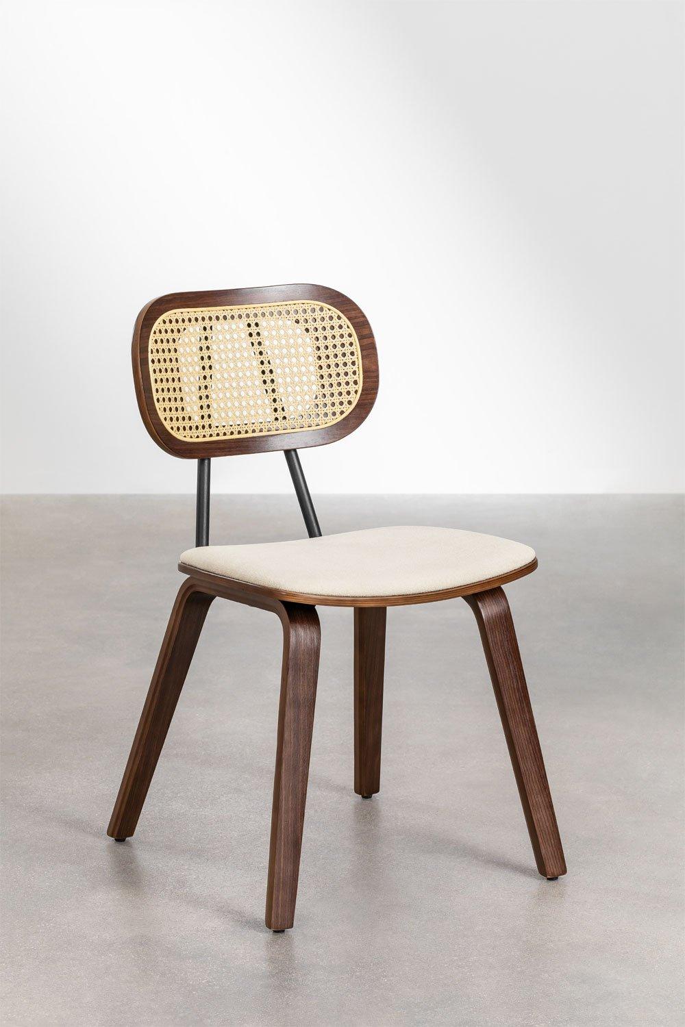 Sklum Cadeira De Jantar Em Madeira Rattan E Shearling Kaylia