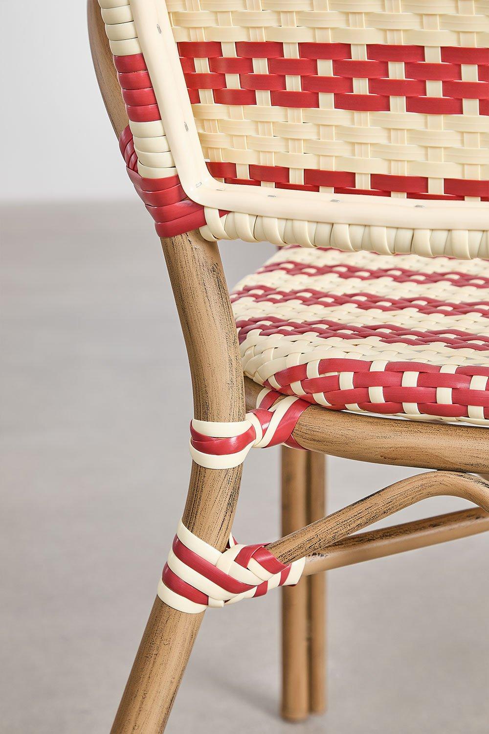 Sklum Cadeira De Jardim Empilhável Com Braços Em Rattan Sintético E Alumínio Solange Bistro