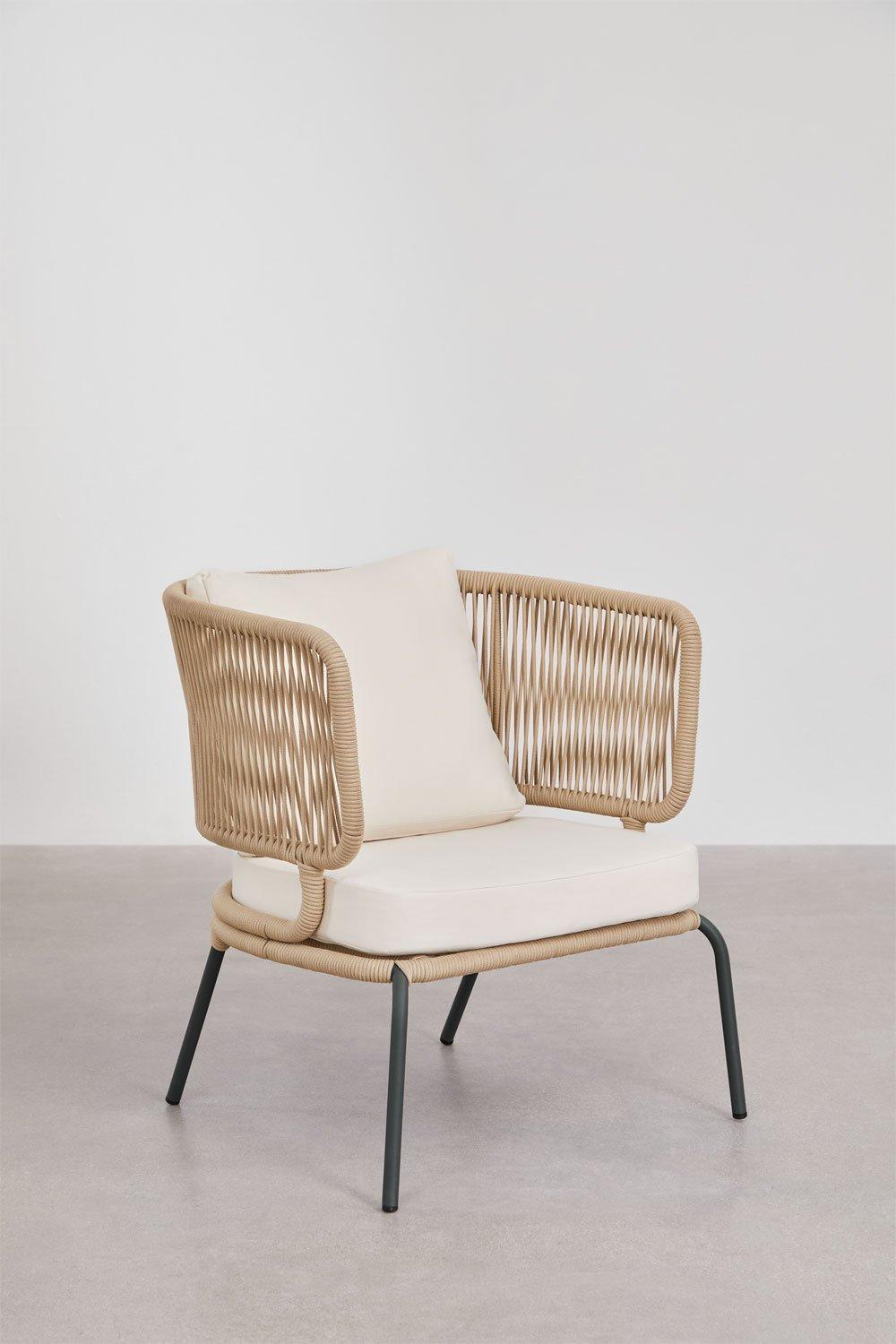 Sklum Calipso Garden Armchair In Iron And Braided Rope