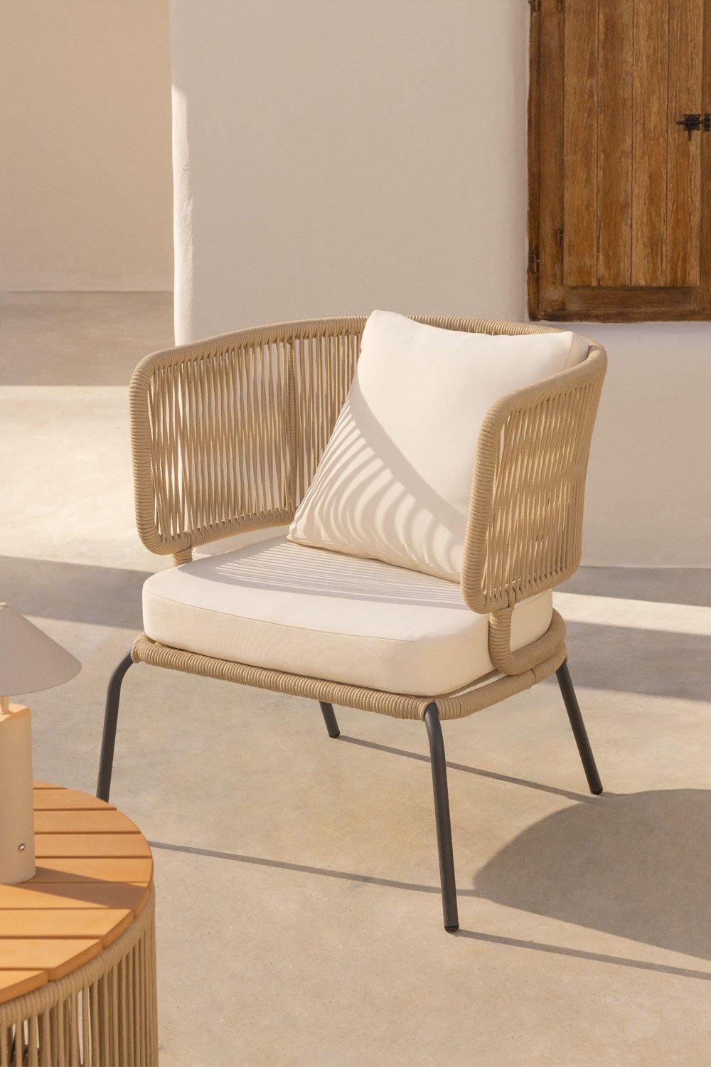 sklum Calipso garden armchair in iron and braided rope
