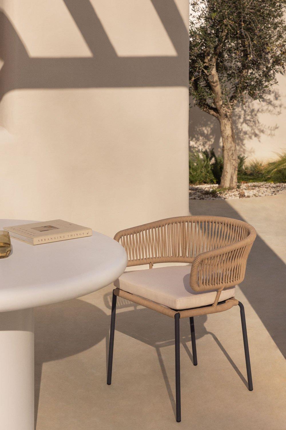 sklum Calipso stackable garden chair in iron and braided rope