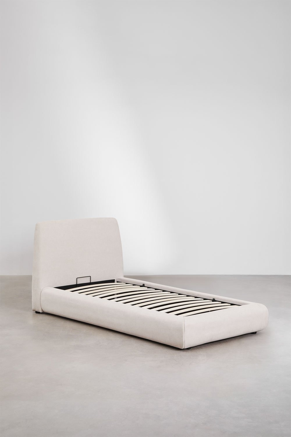 Sklum Cama Com Arrumação Para Colchão 90x190cm Em Tecido Bege Claro Norena