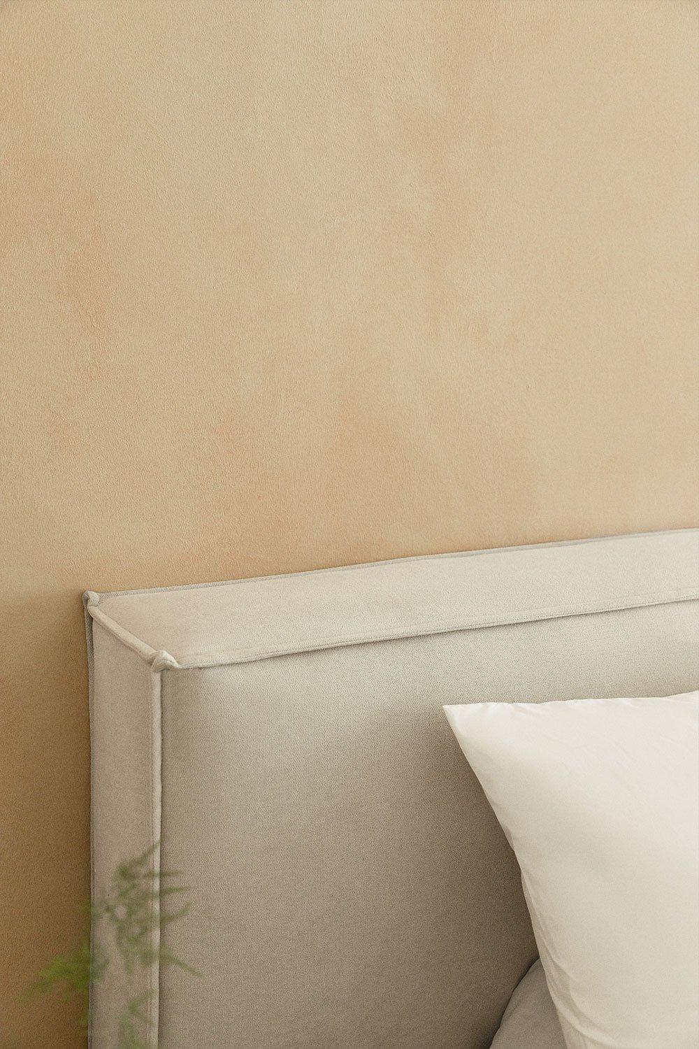 Sklum Cama Para Colchón 160x200cm Con Canapé Abatible En Tela Gris Arena Lunari