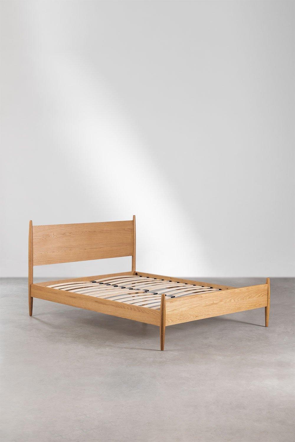 Sklum Cama Para Colchón 160x200cm En Madera Natural Indira