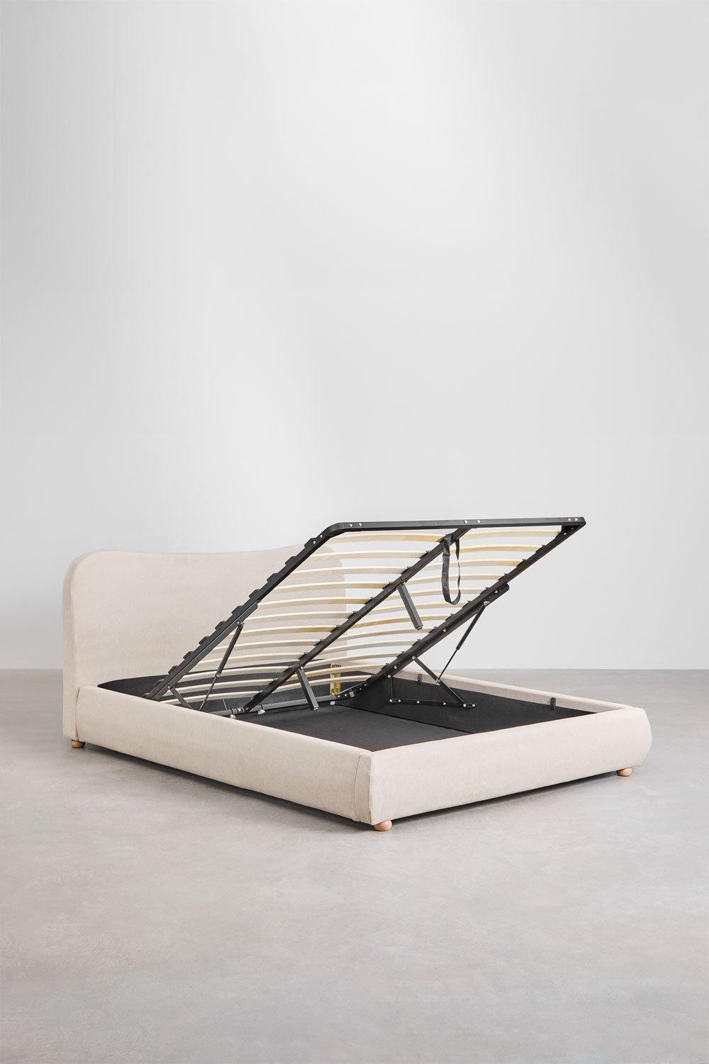 Sklum Cama Para Colchón 200x200cm Con Canapé Abatible En Tela Beige Crema Winselet