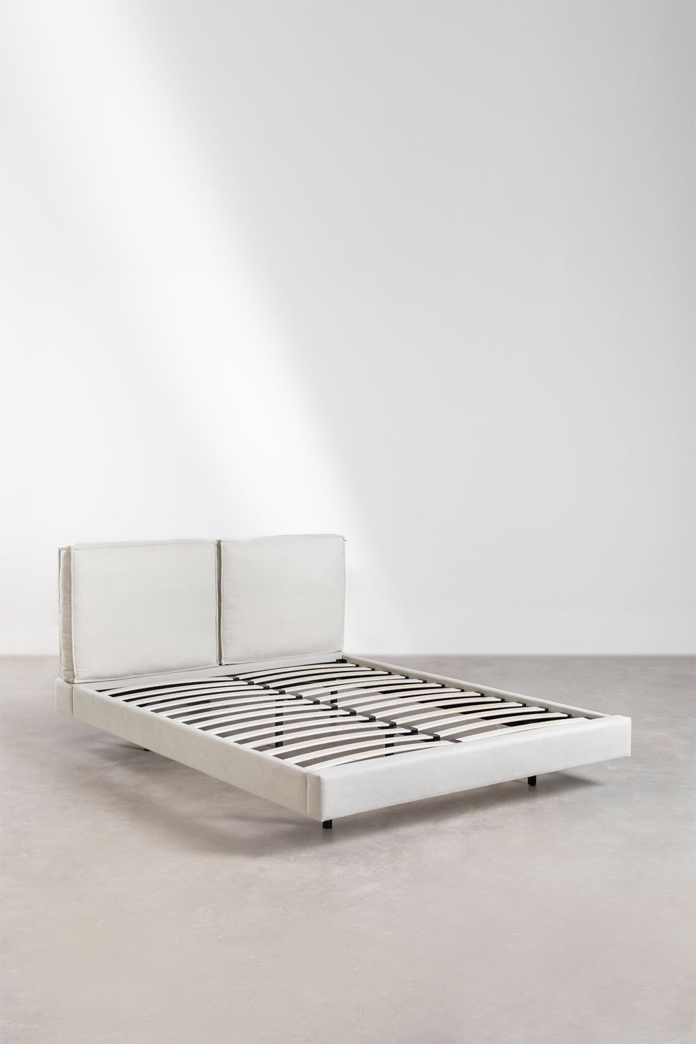 Sklum Cama Tapizada Para Colchón 160x200cm Blanco Roto Ketia